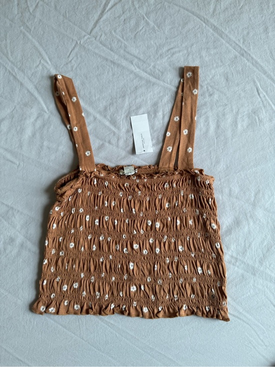 American Eagle Outfitters Tops - American Eagle Outfitters Brown Smocked Daisy Tank